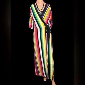 New York & Company Striped True Wrap Dress